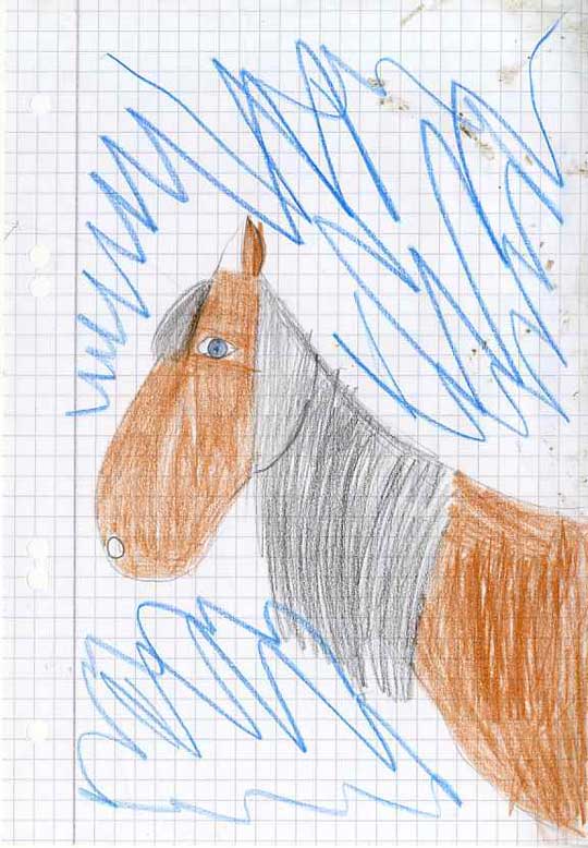Pferde gezeichnet von Reischülern
